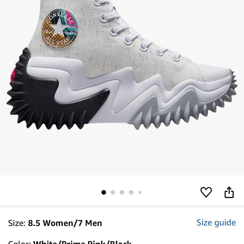 Converse White and Pink High-Top Sneakers with Bold Design
